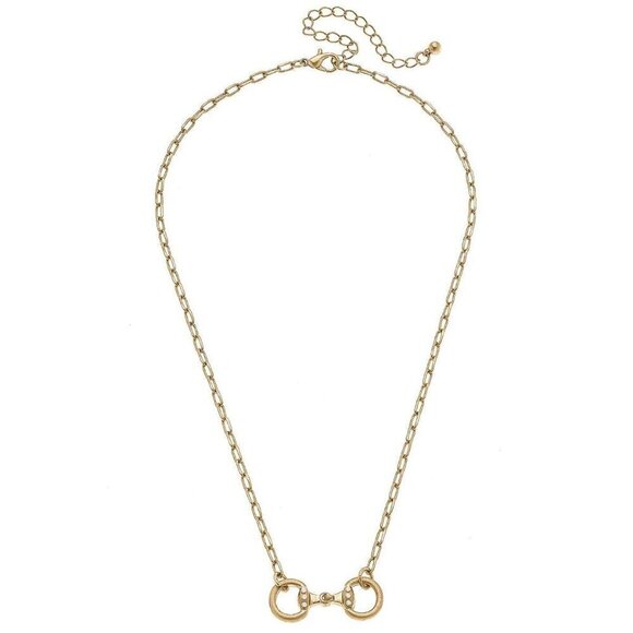 Buckley Horsebit Necklace in Worn Gold Canvas Style - - Picture 2 of 2